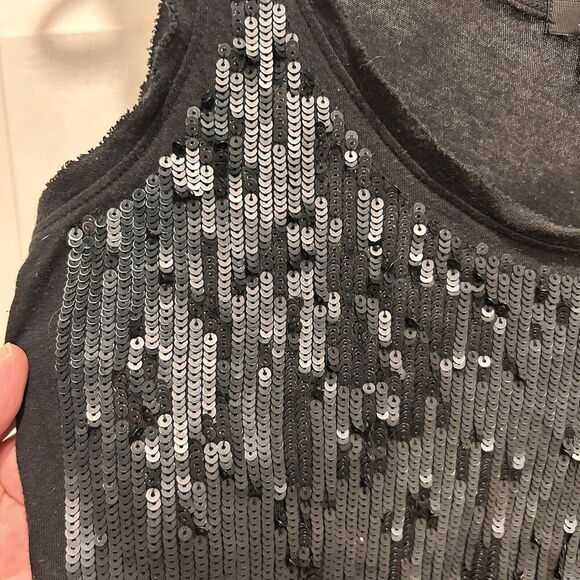 J Crew Women's Black Sequin Tank Top Women’s Small Whimsygoth Grunge - Picture 2 of 6